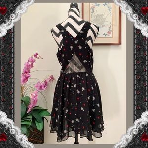 BCBGeneration Lace Inserted Ruffle Floral Dress